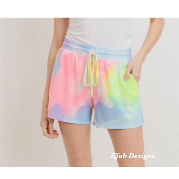 🌈LAST! Rainbow Tie Dye So Soft Shorts w/Pockets! - Picture 5 of 6